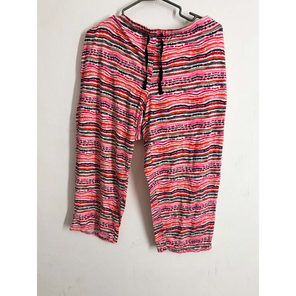 Secret Treasures Pink Striped Pajama Pants L Cropped Lounge Sleepwear TZ08501BB